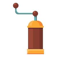 Manual coffee grinder icon, cartoon style vector