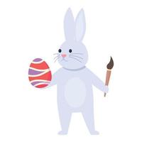 vector de dibujos animados de icono de huevo de pintura de conejito. Conejo de Pascua