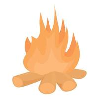 Hiking campfire icon, cartoon style vector