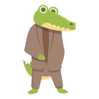 Alligator security icon cartoon vector. Animal kid vector