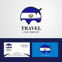 logotipo de la bandera de viaje el salvador y diseño de tarjeta de visita vector