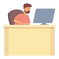 System administrator desktop icon cartoon vector. Engineer network vector