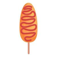 Ketchup corn dog icon cartoon vector. Food stick vector