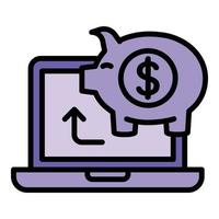 Online piggy bank icon outline vector. Money payment vector