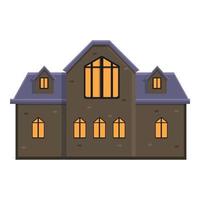 Night creepy house icon, cartoon style vector