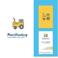 vector de diseño vertical de tarjeta de visita y logotipo creativo de tractor