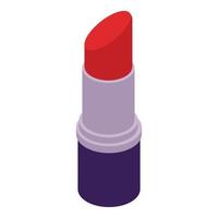 icono de lápiz labial de moda roja, estilo isométrico vector