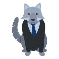 Wolf in costume icon, cartoon style vector