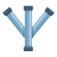 Triple pipe icon, cartoon style vector