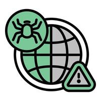 Global digital risk icon outline vector. Cyber attack vector