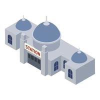 Architecture railway station icon, isometric style vector