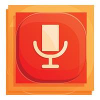 Microphone button interface icon, cartoon style vector