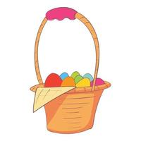 Easter basket icon, cartoon and flat style vector