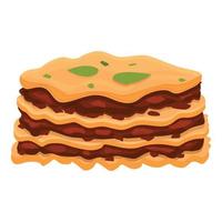 Lasagna cake icon cartoon vector. Dry meat food vector