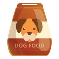 Dog food package icon, cartoon style vector