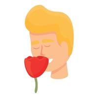 Smelling sense icon, cartoon style vector