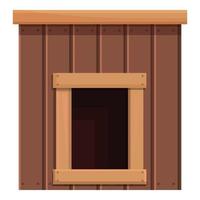 Wood dog kennel icon cartoon vector. Pet doghouse vector