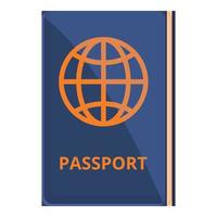 icono de pasaporte de viaje, estilo de dibujos animados vector