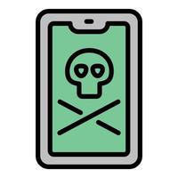 Smartphone cyber attack icon outline vector. Data internet vector