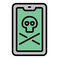 Smartphone cyber attack icon outline vector. Data internet vector