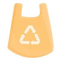 Biodegradable plastic waste bag icon, cartoon style vector