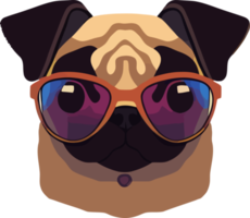 illustration graphic of pug wearing sunglasses isolated good for logo, icon, mascot, print or customize your design png