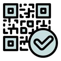 vector de contorno de icono de código qr aprobado. pago con código de barras