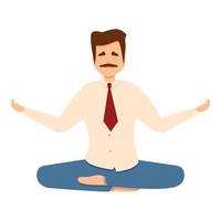 Businessman meditation icon, cartoon style vector