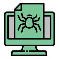 vector de contorno de icono de computadora de error. fraude viral