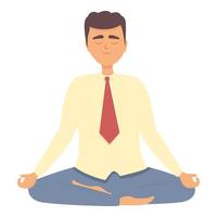 Businessman meditation icon cartoon vector. Yoga person