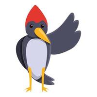 icono de pájaro carpintero, estilo de dibujos animados vector