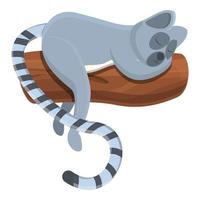 Sleeping lemur icon, cartoon style vector