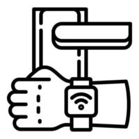 Nfc door lock icon, outline style vector