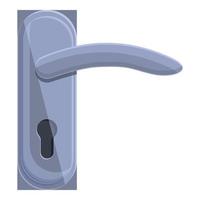 Metal door handle icon, cartoon style vector