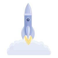 Spacecraft launch science icon, cartoon style vector