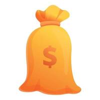 Marketing mix money bag icon, cartoon style vector