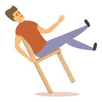 Careless man on chair icon, cartoon style vector