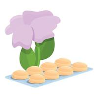 Flower cough drops icon, cartoon style vector