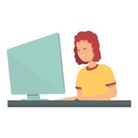 Internet study icon cartoon vector. Digital learn vector