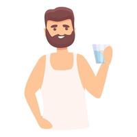 vector de dibujos animados de icono de vaso de agua por la mañana. botella de bebida de agua