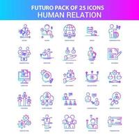 25 paquete de iconos de relación humana futuro azul y rosa vector