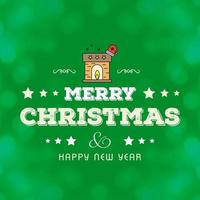 Christmas greetings card with typography and green background vector