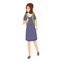 Female uniform school icon, cartoon style vector