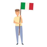 niño con vector de dibujos animados de icono de bandera de italia. niño italiano