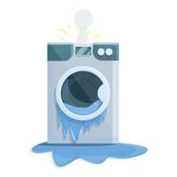 Electric broken washing machine icon, cartoon style vector