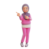 3d render linda mujer musulmana deportiva png