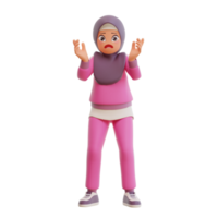 3d render linda mujer musulmana deportiva png