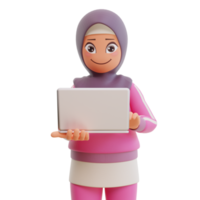 3d render cute muslim woman sporty png