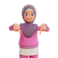3d render cute muslim woman sporty png