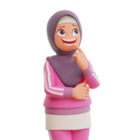 3d render cute muslim woman sporty png